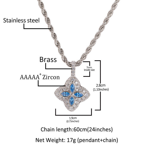 Cubic Zirconia Colorful Four-Leaf Clover Pendant